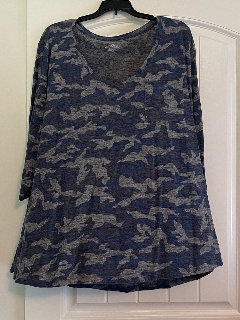 Lane Bryant Women's V-Neck Camo Print Top - Blue